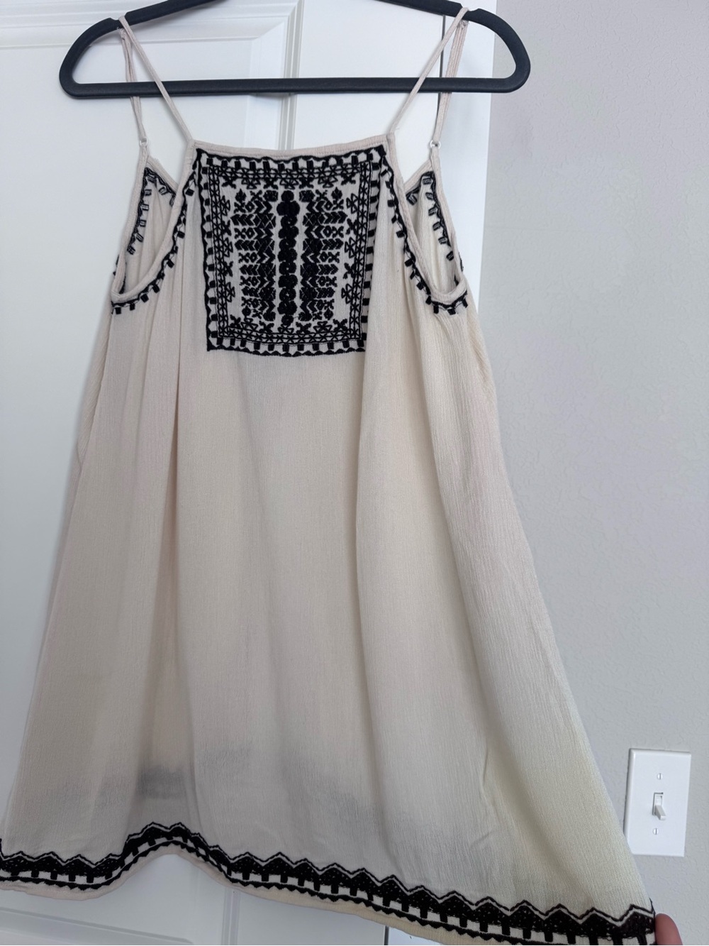 Stella Laguna Beach Cream shirt with Brown Embroidery Open back